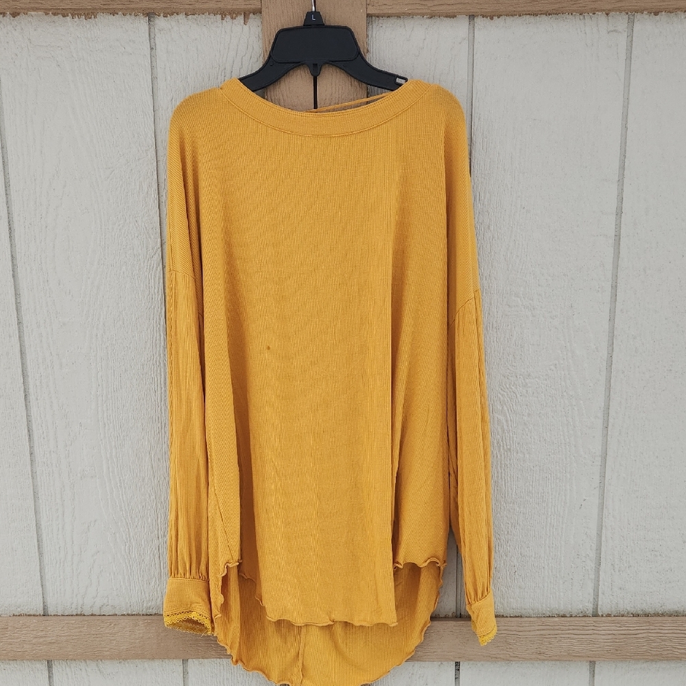 Free People Shimy Shake Open Back Boho Flowy Golden Glow Balletcore Ribbed Small